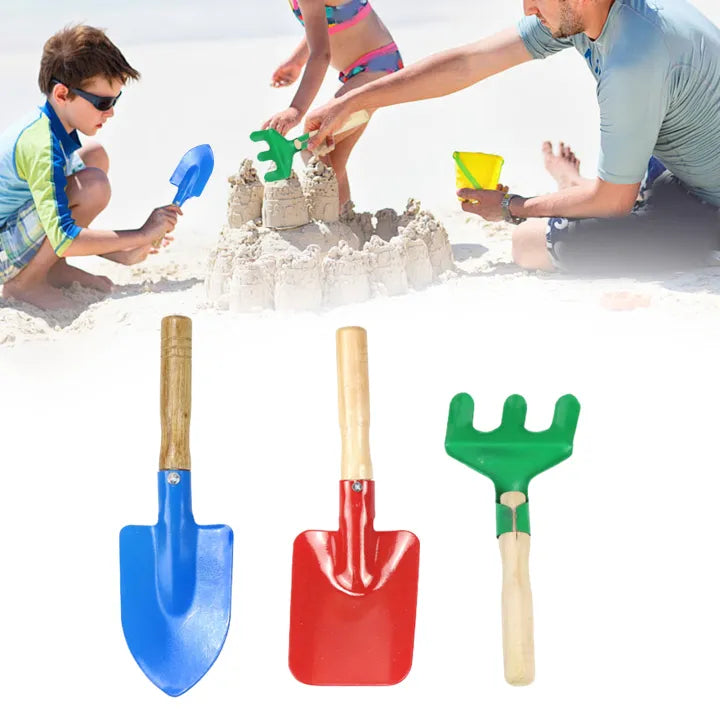 Kids Wooden Sand Tool Set – Beach & Garden Digging Toys (3pcs)