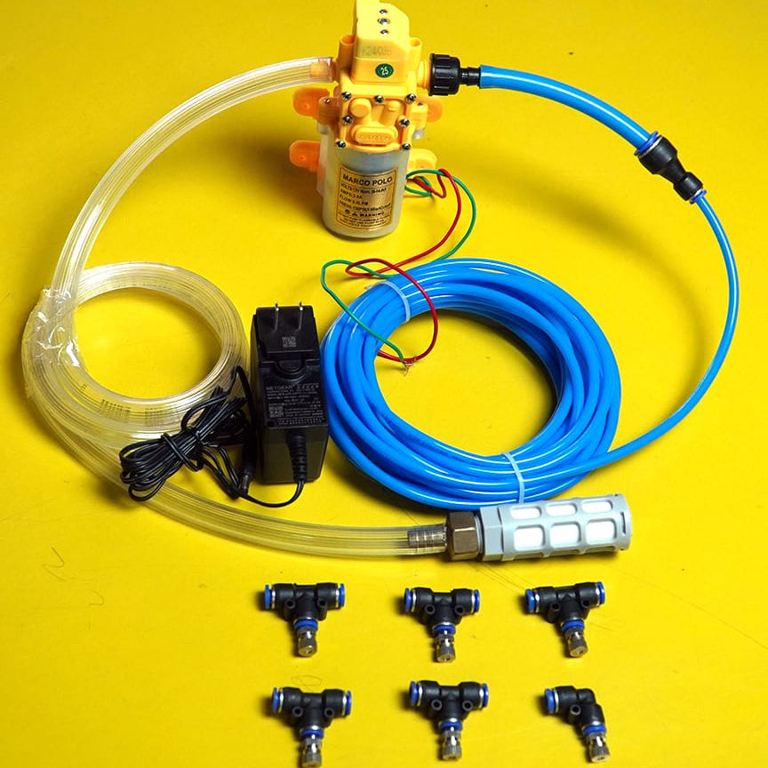 Water Mist Cooling System Kit – Outdoor Misting Set with Pump